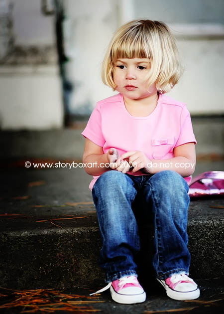 little girl with bag