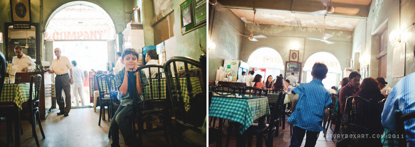 boy running in cafe